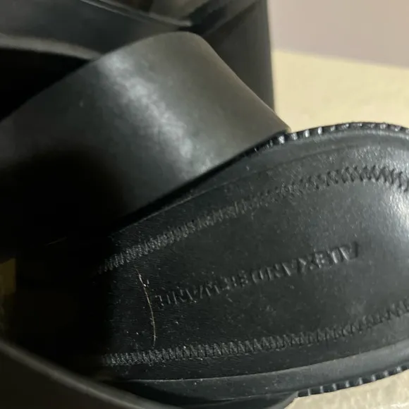 Alexander Wang Black Leather Elisa Wedge Platform Buckle Sandal Shoe Size 8