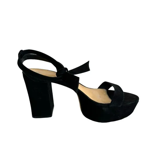 Alexandre Birman Black Suede Leather Platform Ankle Strap Sandals Women’s