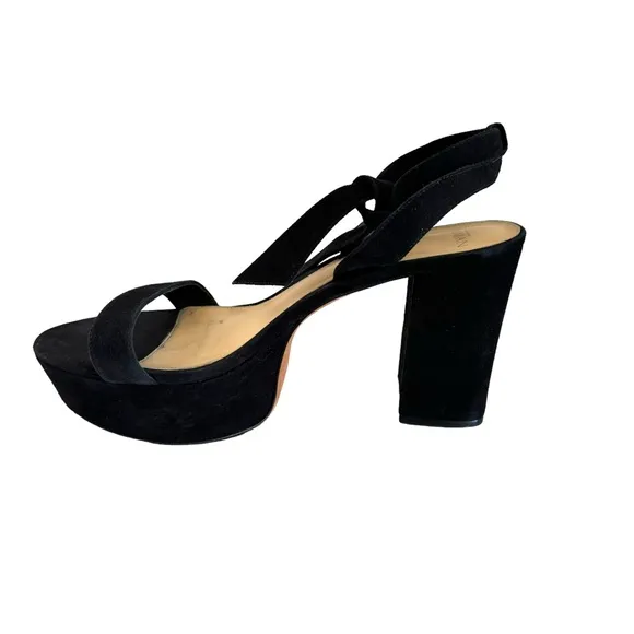 Alexandre Birman Black Suede Leather Platform Ankle Strap Sandals Women’s