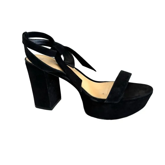 Alexandre Birman Black Suede Leather Platform Ankle Strap Sandals Women’s