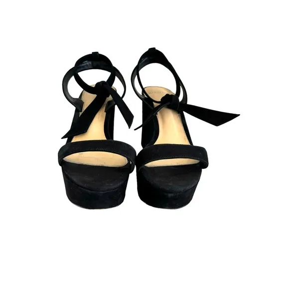 Alexandre Birman Black Suede Leather Platform Ankle Strap Sandals Women’s