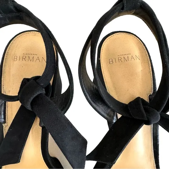 Alexandre Birman Black Suede Leather Platform Ankle Strap Sandals Women’s