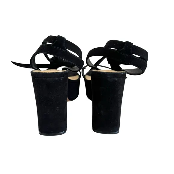 Alexandre Birman Black Suede Leather Platform Ankle Strap Sandals Women’s