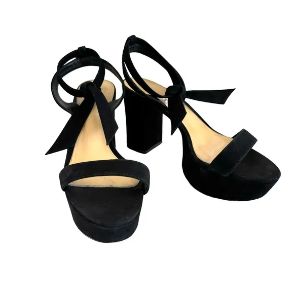 Alexandre Birman Black Suede Leather Platform Ankle Strap Sandals Women’s
