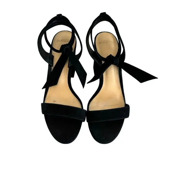 Alexandre Birman Black Suede Leather Platform Ankle Strap Sandals Women’s