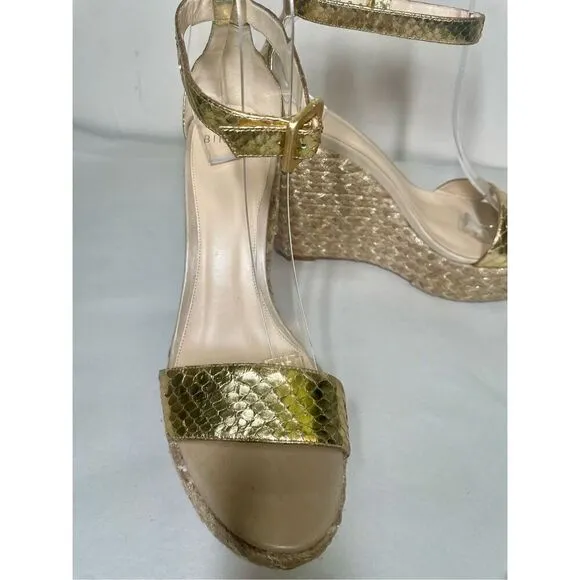 ALEXANDRE BIRMAN GOLD LEATHER ESPADRILLE WEDGE size 40