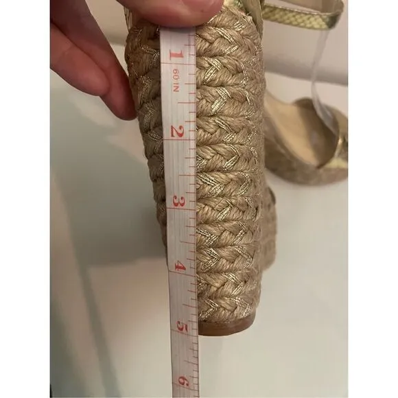 ALEXANDRE BIRMAN GOLD LEATHER ESPADRILLE WEDGE size 40