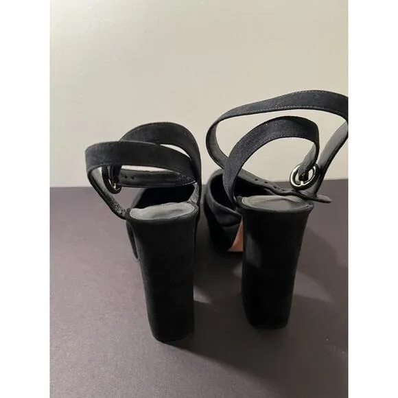 Alexandre Birman Vita Black Suede 4.75&quot; Platform Heel Sandal 40.5/US 9.5-10 $695