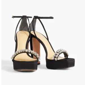 ALEXANDRE BIRMANAgnes crystal-embellished faille platform sandals SIZE 39.5