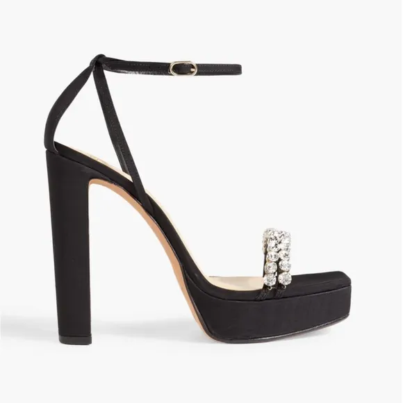 ALEXANDRE BIRMANAgnes crystal-embellished faille platform sandals SIZE 39.5