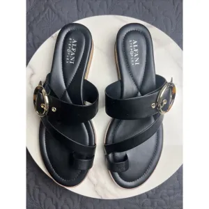 Alfani Step N Flex Maudd Sandal Wedge Slide Toe Loop Adjustable Buckle SZ8.5:NIB