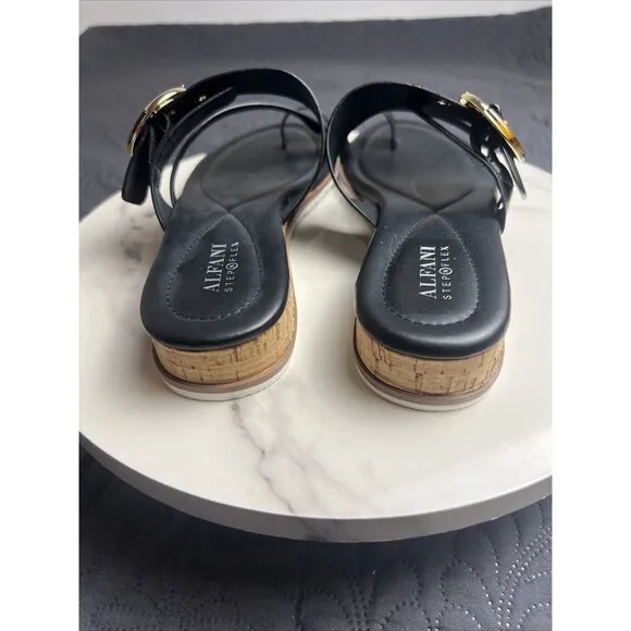 Alfani Step N Flex Maudd Sandal Wedge Slide Toe Loop Adjustable Buckle SZ8.5:NIB