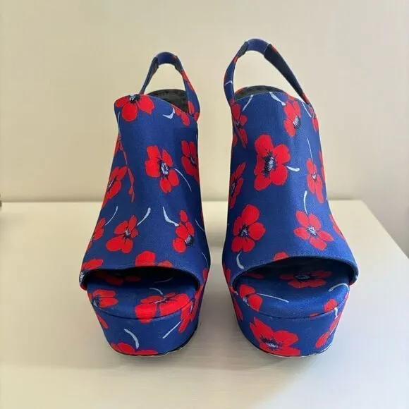 Alice   Olivia Logan Floral Platform Sandals Blue Red size EU 40 US 9