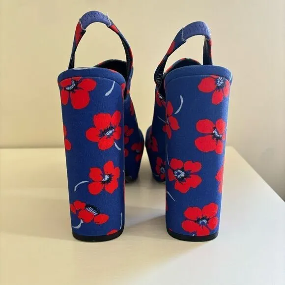 Alice   Olivia Logan Floral Platform Sandals Blue Red size EU 40 US 9