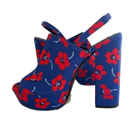 Alice   Olivia Logan Floral Platform Sandals Blue Red size EU 40 US 9