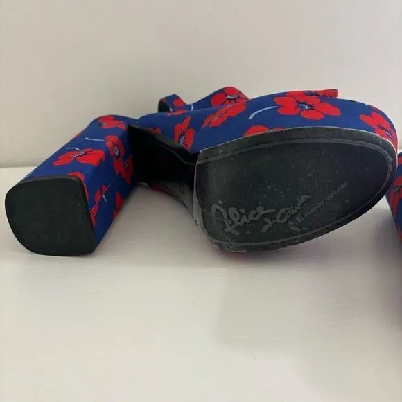 Alice   Olivia Logan Floral Platform Sandals Blue Red size EU 40 US 9