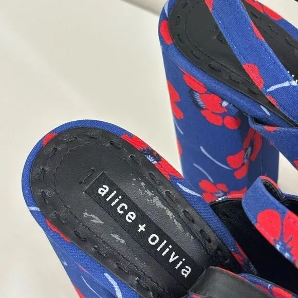 Alice   Olivia Logan Floral Platform Sandals Blue Red size EU 40 US 9