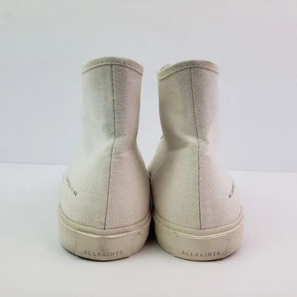 All Saints Bryce Mens Size 8 White Canvas High Top Sneaker Shoes 01-11-94 MZ046Z