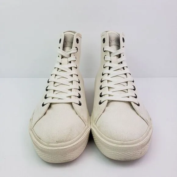 All Saints Bryce Mens Size 8 White Canvas High Top Sneaker Shoes 01-11-94 MZ046Z