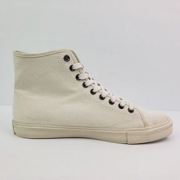 All Saints Bryce Mens Size 8 White Canvas High Top Sneaker Shoes 01-11-94 MZ046Z