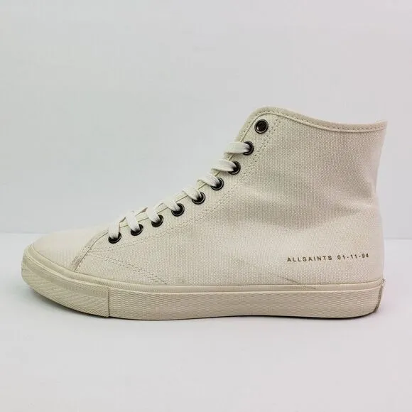 All Saints Bryce Mens Size 8 White Canvas High Top Sneaker Shoes 01-11-94 MZ046Z