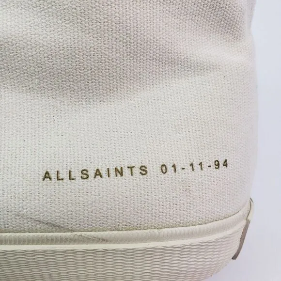 All Saints Bryce Mens Size 8 White Canvas High Top Sneaker Shoes 01-11-94 MZ046Z