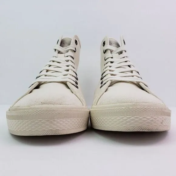 All Saints Bryce Mens Size 8 White Canvas High Top Sneaker Shoes 01-11-94 MZ046Z
