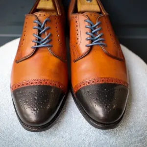 Allen Edmonds 10.5-D Sanford Cognac Brown Mens Cap Toe Derby Dress Shoes