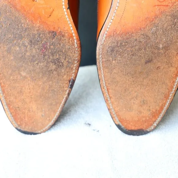 Allen Edmonds 10.5-D Sanford Cognac Brown Mens Cap Toe Derby Dress Shoes
