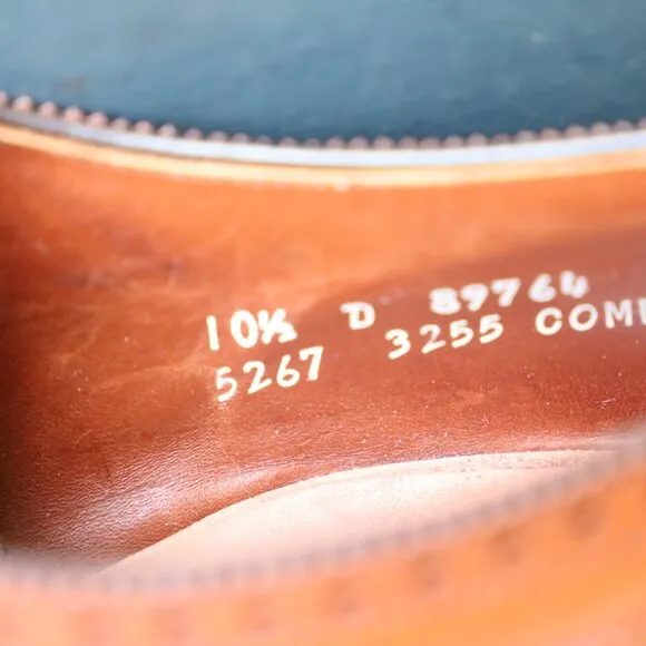 Allen Edmonds 10.5-D Sanford Cognac Brown Mens Cap Toe Derby Dress Shoes