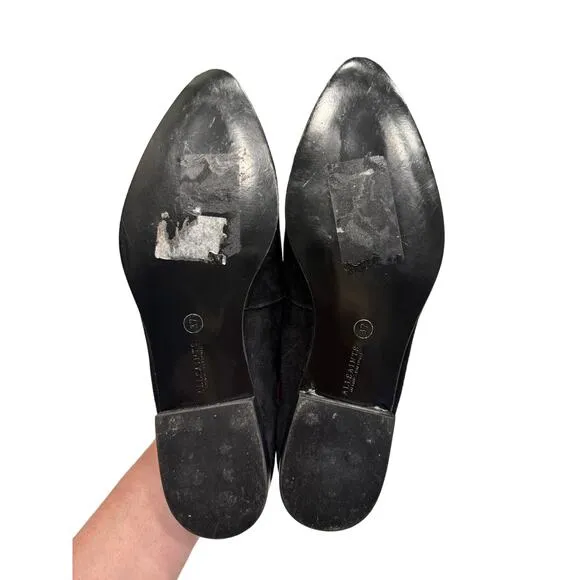 ALLSAINTS Black Velvet Flats Rhinestones Excellent 37 Glam Whimsigoth Holiday