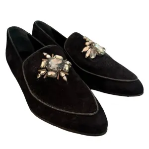 ALLSAINTS Black Velvet Flats Rhinestones Excellent 37 Glam Whimsigoth Holiday
