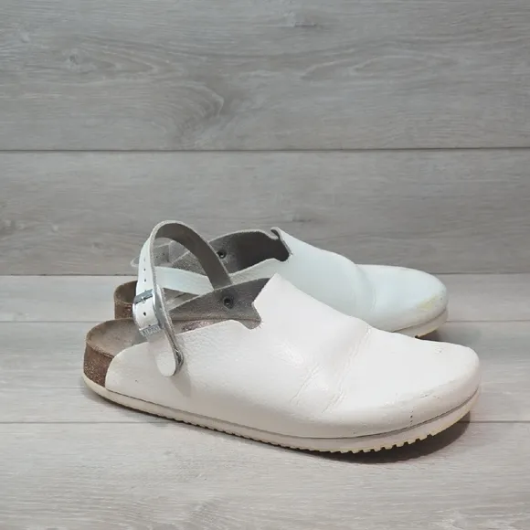 Alpro By Birkenstock Women White Leather Slip-On Clogs Mule Shoes Sz 42/11 Reg