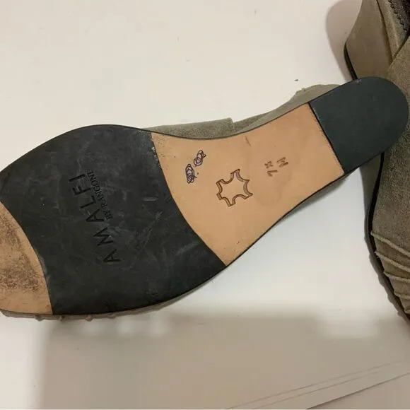 Amalfi by Rangoni gray  suede Open Toe Low Wedge Shoes Sandals Size 7.5 Italy