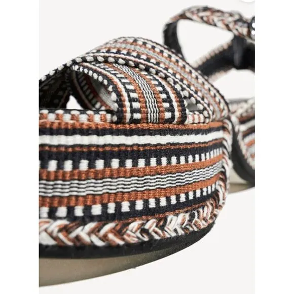 Amambaih NEW Beatriz High Platform Sandals‎ Woven Cognac Brown $436 38