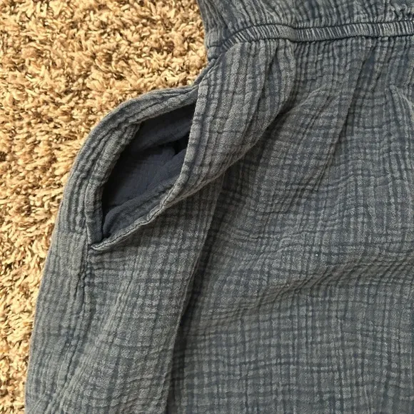 a.n.a Women’s Short Sleeve Popover Dress, 100% Cotton - Acid Wash Denim- NWT