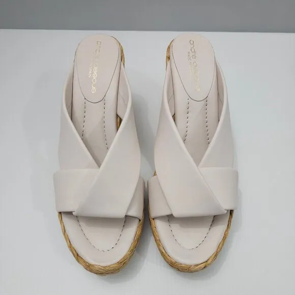 Andre Assous Opal Sandal Espadrille Wedge Platform EU Size 41 White Leather
