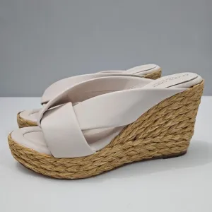 Andre Assous Opal Sandal Espadrille Wedge Platform EU Size 41 White Leather