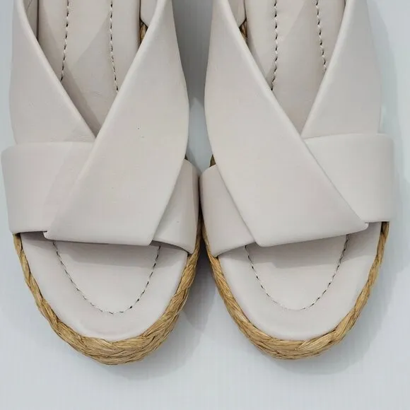 Andre Assous Opal Sandal Espadrille Wedge Platform EU Size 41 White Leather