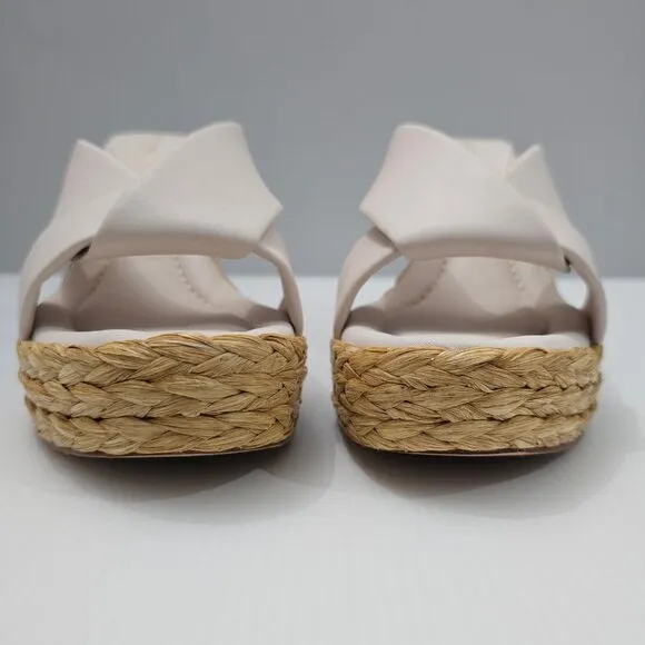 Andre Assous Opal Sandal Espadrille Wedge Platform EU Size 41 White Leather