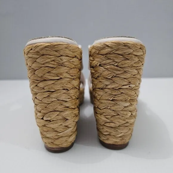 Andre Assous Opal Sandal Espadrille Wedge Platform EU Size 41 White Leather
