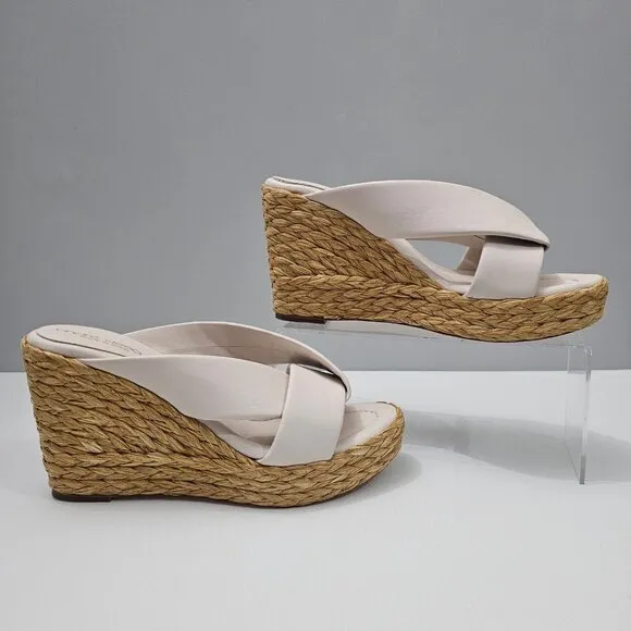 Andre Assous Opal Sandal Espadrille Wedge Platform EU Size 41 White Leather