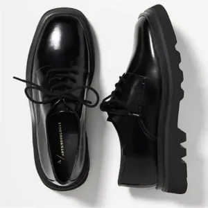 Anthropologie Maeve Black Chunky Oxford Shoes size 6