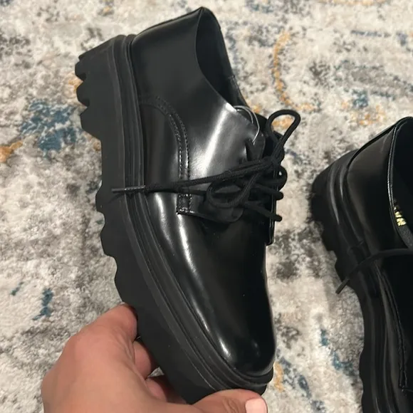 Anthropologie Maeve Black Chunky Oxford Shoes size 6