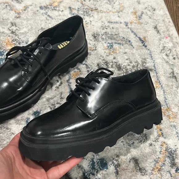 Anthropologie Maeve Black Chunky Oxford Shoes size 6