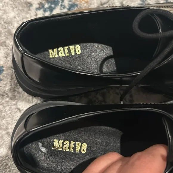 Anthropologie Maeve Black Chunky Oxford Shoes size 6