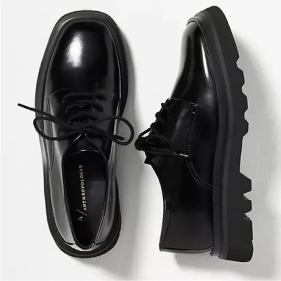 Anthropologie Maeve Black Chunky Oxford Shoes size 6