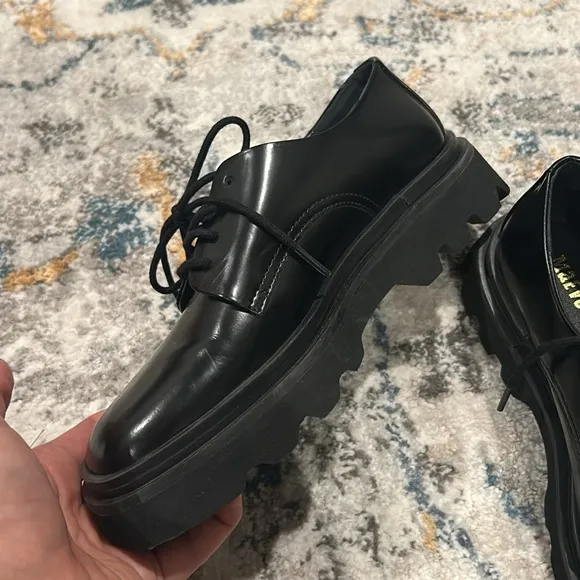 Anthropologie Maeve Black Chunky Oxford Shoes size 6
