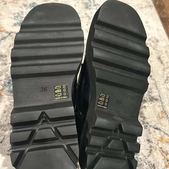 Anthropologie Maeve Black Chunky Oxford Shoes size 6