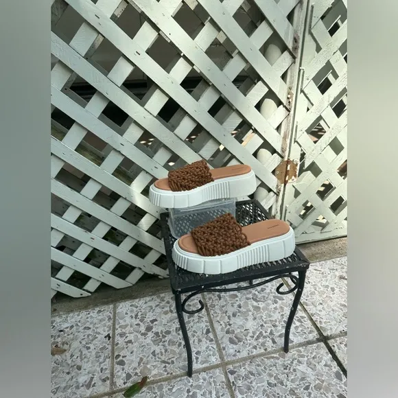 Anthropologie Maeve Crochet Platform Sandals